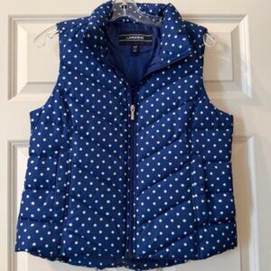 Lands' End Blue Polka Dot Puffer Vest Size Small